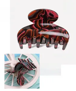 Detail of marble pattern acetate hair claw clip made of premium France acetate material