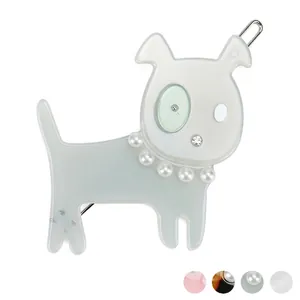 Süße Cartoon Hund Acetat Haarklammer Mit Künstliche Perlenimitat Strass Süße Tiermuster Seitenclip Haarschmuck Für Damen Mädchen