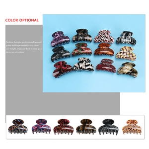 Versatile acetate hair claw clip set with tortoiseshell, leopard and marble patterns