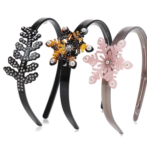Weihnachten Schneeflocke Blatt Acetat Haarreif Strass Künstliche Perle Rutschfest Haarschmuck Süß Retro Haarreifen Für Damen