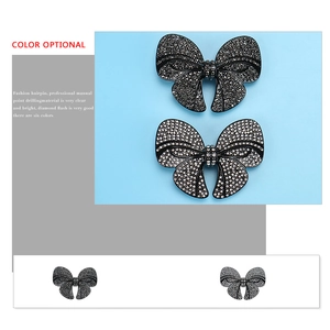 Sparkling crystal rhinestone oversized butterfly hair clip with alloy base in six colors