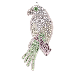 Fermaglio per capelli a pappagallo con strass multicolori su base in resina acetata