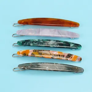 Barrette À Cheveux En Acétate De Style Japonais Motif Marbré Minimaliste Faite À La Main Pince À Ressort Accessoires De Coiffure Mode Pour Femmes