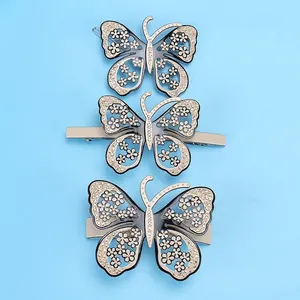 Pince à Cheveux Papillon en Acétate Élégante avec Strass Nœud Papillon Évidé Accessoires de Cheveux de Mode Fait à la Main