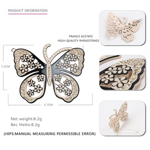 Barrette papillon en acétate avec strass tchèques et motif de nœud évidé pour femme
