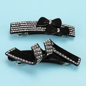 Barrette à Cheveux en Acétate Français avec Strass Élégant Nœud Pince à Ressort Papillon pour Femmes Accessoires de Coiffure