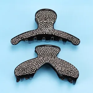 Pince Crabe en Acétate Français pour Femmes Mode Plein Strass Scintillant Grande Pince à Cheveux Accessoires de Coiffure Mariage