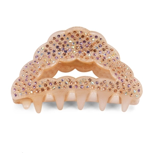 Pince à cheveux étincelante avec strass colorés sur base en résine beige