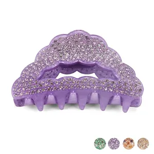 Pince à Cheveux en Acrylique Strass Pour Femmes Grande Pince à Cheveux Mode Ondulée Antidérapante Pour Cheveux Epais