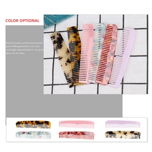 Set of 6 marble textured acetate hair combs with anti-static portable design