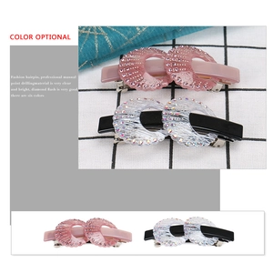 Japanese ins style acetate hair clips with rhinestone accents and hollow round design
