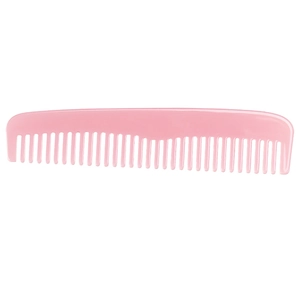 Detailed view of fine-toothed pink marble texture anti-static cellulose acetate hair comb
