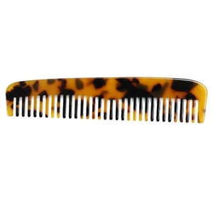 Detailed view of anti-static acetate hair comb featuring premium tortoiseshell marble texture