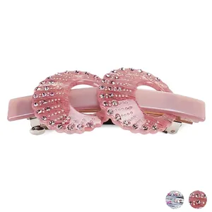 Elegant Acetate Rhinestone Hair Clip Hollow Round Design Spring Clip Fashion Hair Accessories For Women Daily Party Decor