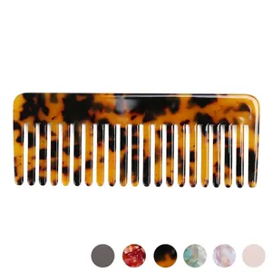 Acetate Wide Tooth Hair Comb Retro Marble Tortoiseshell Detangling Comb For Thick Curly Hair Women Styling Tool