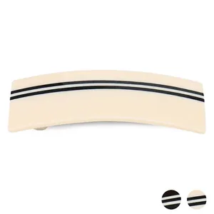 Pince à Cheveux à Ressort en Acétate Rayé Style Français Élégant Rectangulaire Blanc Crème Noir Géométrique Pince pour Femme