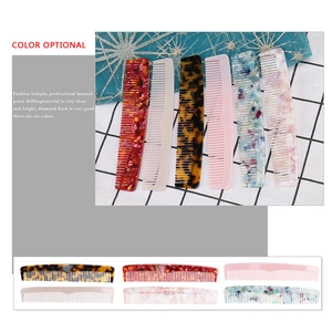 Set of six acetate fiber hair combs with various marble and floral patterns for women