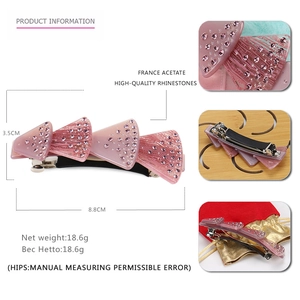Pink ocean fan shell hair clip with crystals made from premium France acetate material