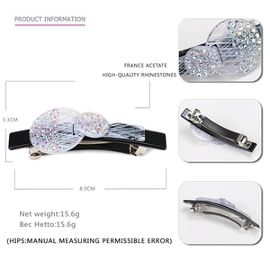 Barrette à cheveux en acétate avec strass colorés et détails de texture marbrée