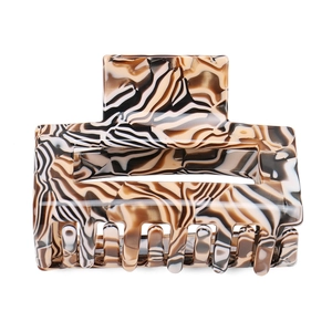 Pince à cheveux carrée en acétate avec motif écaille de tortue et zébrures marron