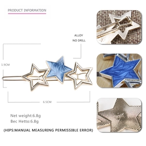 Zoete Holle Ster Legering Haarclips Marmer Textuur Emaille Zijclip Minimalistische Gouden Metalen Ster Haarspeld Hoofddeksels Dames