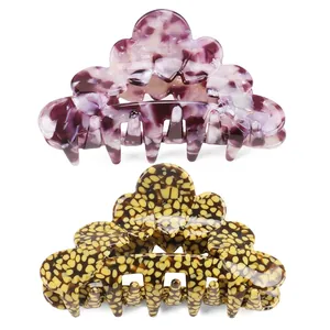 Retro marble purple and tortoiseshell pattern large hair claws for elegant hair styling