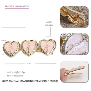 Haarklammer mit rosa Herzen aus Goldlegierung für Damen im minimalistischen Stil 5cm