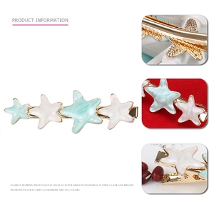 Barrette à cheveux étoile de mer avec émail marbré et pince crocodile en alliage doré