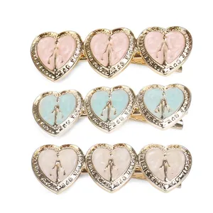 Vintage Legierung Herz Haarklammer Mit Religiösem Relief Emaille Tropföl Haarnadel Mode Seitenclip Für Damen Mädchen Haarschmuck