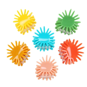 Set of 6 colorful sun flower hair clips in vibrant acetate colors for women hair styling