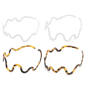 Women Wave Cellulose Acetate Headband Fashionable Tortoise Shell White Hair Hoop With Anti-Slip Teeth Daily Hair Accessories