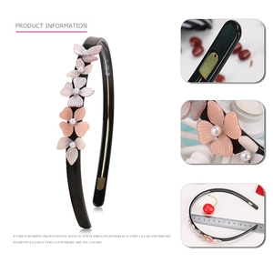 Floral acetate headband with pastel resin butterflies and faux pearls for women
