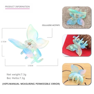 Pince à cheveux papillon élégante en acétate avec finition opale irisée 3,7 cm