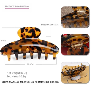 Large acetate leopard print hair claw clip measuring 10.8cm for elegant ponytail styling