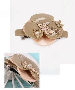 Détails de la pince à cheveux papillon fleur en acétate 8,7cm avec strass