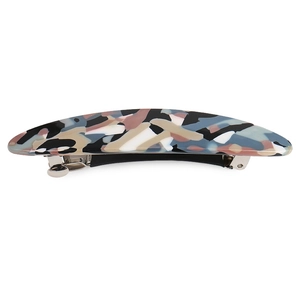 Elegant marble pattern acrylic spring hair clip with blue and beige resin finish