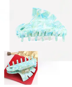 Blue marble acetate hair claw clip details with 9cm size and 25.2g weight specifications