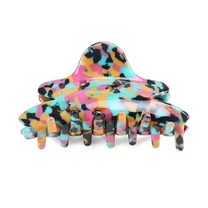 Colorful marble pattern acetate hair claw clip with wavy teeth design for women