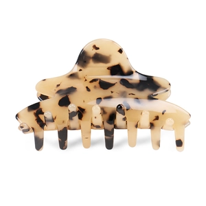 Classic leopard print acetate hair claw clip with tortoise shell pattern in brown