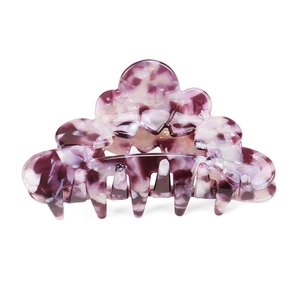 Retro marble purple acetate hair claw clip with elegant cloud wave geometric design