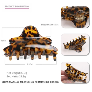 Classic leopard acetate hair claw clip for women, size 8.9cm by 4.5cm, stylish tortoise shell