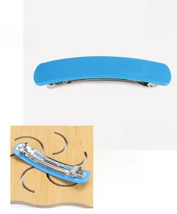 Detailed view of sky blue cellulose acetate hairpin with size and weight parameters