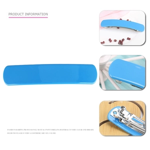 Blue rectangular acetate hair claw clip 10.4cm with polished finish and metal spring