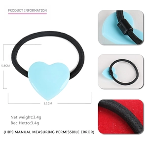 Minimalist light blue heart acetate hair tie with high elasticity band for women