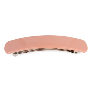 Detail view of large 10.4cm pink acetate hair clip with a durable metal spring fastener