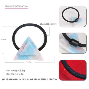 Marble textured acetate geometric triangle hair tie for women stylish elastic band