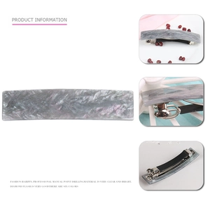 Sweet marble pattern acrylic hair clip with shimmering glitter and metal spring clip