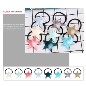 Star-shaped acrylic hair ties with marble pattern and elastic bands in 8 assorted colors