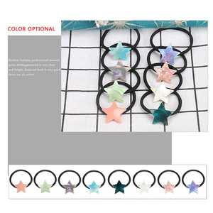 Simple star acrylic hair ties set with colorful marble patterns for women and girls