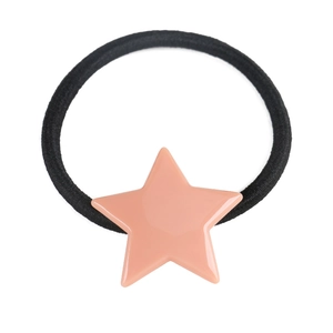 Minimalist elastic hair tie featuring a polished coral star-shaped acrylic ornament for women